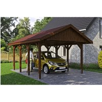 SKANHOLZ Carport »Wallgau«, BxT: 430 x 600 cm, Firsthöhe: 326 cm, lasiert – braun SKANHOLZ Carport »Wallgau«, BxT: 430 x 600 cm, Firsthöhe: 326 cm, lasiert – braun