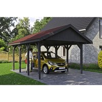 SKANHOLZ Carport »Wallgau«, BxT: 430 x 600 cm, Firsthöhe: 326 cm, lasiert – grau SKANHOLZ Carport »Wallgau«, BxT: 430 x 600 cm, Firsthöhe: 326 cm, lasiert – grau
