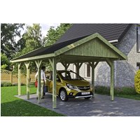 SKANHOLZ Carport »Wallgau«, BxT: 430 x 600 cm, Firsthöhe: 326 cm, imprägniert – gruen SKANHOLZ Carport »Wallgau«, BxT: 430 x 600 cm, Firsthöhe: 326 cm, imprägniert – gruen