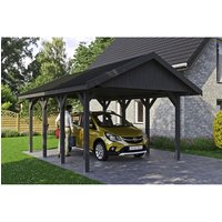 SKANHOLZ Carport »Wallgau«, BxT: 430 x 600 cm, Firsthöhe: 326 cm, lasiert – grau SKANHOLZ Carport »Wallgau«, BxT: 430 x 600 cm, Firsthöhe: 326 cm, lasiert – grau