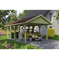 SKANHOLZ Carport »Wallgau«, BxT: 430 x 750 cm, Firsthöhe: 326 cm, imprägniert – gruen SKANHOLZ Carport »Wallgau«, BxT: 430 x 750 cm, Firsthöhe: 326 cm, imprägniert – gruen