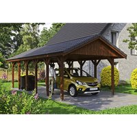 SKANHOLZ Carport »Wallgau«, BxT: 430 x 900 cm, Firsthöhe: 326 cm, lasiert – braun SKANHOLZ Carport »Wallgau«, BxT: 430 x 900 cm, Firsthöhe: 326 cm, lasiert – braun