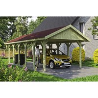 SKANHOLZ Carport »Wallgau«, BxT: 430 x 900 cm, Firsthöhe: 326 cm, imprägniert – gruen SKANHOLZ Carport »Wallgau«, BxT: 430 x 900 cm, Firsthöhe: 326 cm, imprägniert – gruen