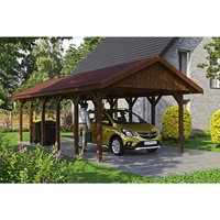 SKANHOLZ Carport »Wallgau«, BxT: 430 x 900 cm, Firsthöhe: 326 cm, lasiert – braun SKANHOLZ Carport »Wallgau«, BxT: 430 x 900 cm, Firsthöhe: 326 cm, lasiert – braun