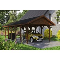 SKANHOLZ Carport »Wallgau«, BxT: 430 x 900 cm, Firsthöhe: 326 cm, lasiert – braun SKANHOLZ Carport »Wallgau«, BxT: 430 x 900 cm, Firsthöhe: 326 cm, lasiert – braun