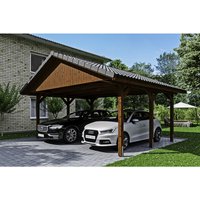 SKANHOLZ Carport »Wallgau«, BxT: 620 x 500 cm, Firsthöhe: 354 cm, lasiert – braun SKANHOLZ Carport »Wallgau«, BxT: 620 x 500 cm, Firsthöhe: 354 cm, lasiert – braun