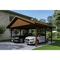 SKANHOLZ Carport »Wallgau«, BxT: 620 x 500 cm, Firsthöhe: 354 cm, lasiert – braun SKANHOLZ Carport »Wallgau«, BxT: 620 x 500 cm, Firsthöhe: 354 cm, lasiert – braun