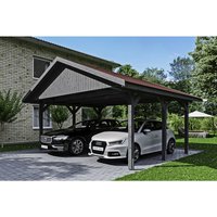 SKANHOLZ Carport »Wallgau«, BxT: 620 x 500 cm, Firsthöhe: 354 cm, lasiert – grau SKANHOLZ Carport »Wallgau«, BxT: 620 x 500 cm, Firsthöhe: 354 cm, lasiert – grau
