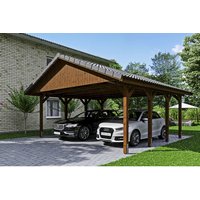 SKANHOLZ Carport »Wallgau«, BxT: 620 x 600 cm, Firsthöhe: 354 cm, lasiert – braun SKANHOLZ Carport »Wallgau«, BxT: 620 x 600 cm, Firsthöhe: 354 cm, lasiert – braun