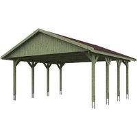 SKANHOLZ Carport »Wallgau«, BxT: 620 x 600 cm, Firsthöhe: 354 cm, imprägniert – gruen SKANHOLZ Carport »Wallgau«, BxT: 620 x 600 cm, Firsthöhe: 354 cm, imprägniert – gruen