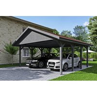 SKANHOLZ Carport »Wallgau«, BxT: 620 x 600 cm, Firsthöhe: 354 cm, lasiert – grau SKANHOLZ Carport »Wallgau«, BxT: 620 x 600 cm, Firsthöhe: 354 cm, lasiert – grau