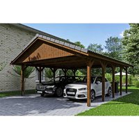 SKANHOLZ Carport »Wallgau«, BxT: 620 x 750 cm, Firsthöhe: 354 cm, lasiert – braun SKANHOLZ Carport »Wallgau«, BxT: 620 x 750 cm, Firsthöhe: 354 cm, lasiert – braun