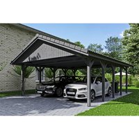 SKANHOLZ Carport »Wallgau«, BxT: 620 x 750 cm, Firsthöhe: 354 cm, lasiert – grau SKANHOLZ Carport »Wallgau«, BxT: 620 x 750 cm, Firsthöhe: 354 cm, lasiert – grau