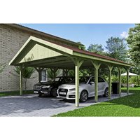 SKANHOLZ Carport »Wallgau«, BxT: 620 x 750 cm, Firsthöhe: 354 cm, imprägniert – gruen SKANHOLZ Carport »Wallgau«, BxT: 620 x 750 cm, Firsthöhe: 354 cm, imprägniert – gruen