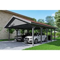 SKANHOLZ Carport »Wallgau«, BxT: 620 x 750 cm, Firsthöhe: 354 cm, lasiert – grau SKANHOLZ Carport »Wallgau«, BxT: 620 x 750 cm, Firsthöhe: 354 cm, lasiert – grau
