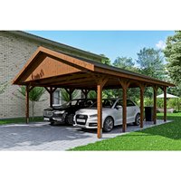 SKANHOLZ Carport »Wallgau«, BxT: 620 x 750 cm, Firsthöhe: 354 cm, lasiert – braun SKANHOLZ Carport »Wallgau«, BxT: 620 x 750 cm, Firsthöhe: 354 cm, lasiert – braun