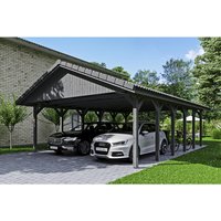 SKANHOLZ Carport »Wallgau«, BxT: 620 x 900 cm, Firsthöhe: 354 cm, lasiert – grau SKANHOLZ Carport »Wallgau«, BxT: 620 x 900 cm, Firsthöhe: 354 cm, lasiert – grau