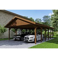 SKANHOLZ Carport »Wallgau«, BxT: 620 x 900 cm, Firsthöhe: 354 cm, lasiert – braun SKANHOLZ Carport »Wallgau«, BxT: 620 x 900 cm, Firsthöhe: 354 cm, lasiert – braun