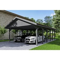 SKANHOLZ Carport »Wallgau«, BxT: 620 x 900 cm, Firsthöhe: 354 cm, lasiert – grau SKANHOLZ Carport »Wallgau«, BxT: 620 x 900 cm, Firsthöhe: 354 cm, lasiert – grau