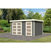 KARIBU Gartenhaus »Mühlentrup«, Holz, BxHxT: 404 x 212 x 246 cm (Außenmaße inkl. Dachüberstand) – grau KARIBU Gartenhaus »Mühlentrup«, Holz, BxHxT: 404 x 212 x 246 cm (Außenmaße inkl. Dachüberstand) – grau