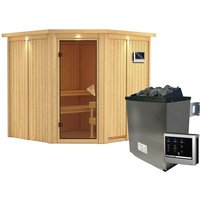 KARIBU Sauna »Vöru«, inkl. 9 kW Saunaofen mit externer Steuerung, für 4 Personen – beige KARIBU Sauna »Vöru«, inkl. 9 kW Saunaofen mit externer Steuerung, für 4 Personen – beige