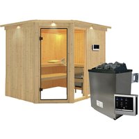 KARIBU Sauna »Paide 3«, inkl. 9 kW Saunaofen mit externer Steuerung, für 4 Personen – beige KARIBU Sauna »Paide 3«, inkl. 9 kW Saunaofen mit externer Steuerung, für 4 Personen – beige