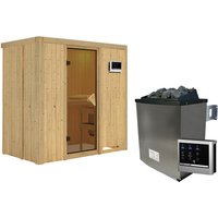 KARIBU Sauna »Pärnu«, inkl. 9 kW Saunaofen mit externer Steuerung, für 2 Personen – beige KARIBU Sauna »Pärnu«, inkl. 9 kW Saunaofen mit externer Steuerung, für 2 Personen – beige