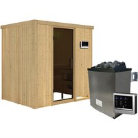 KARIBU Sauna »Kothla«, inkl. 9 kW Saunaofen mit externer Steuerung, für 3 Personen – beige KARIBU Sauna »Kothla«, inkl. 9 kW Saunaofen mit externer Steuerung, für 3 Personen – beige