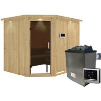 KARIBU Sauna »Haaspsalu«, inkl. 9 kW Saunaofen mit externer Steuerung, für 4 Personen – beige KARIBU Sauna »Haaspsalu«, inkl. 9 kW Saunaofen mit externer Steuerung, für 4 Personen – beige