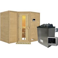 KARIBU Sauna »Riga 2«, inkl. 9 kW Saunaofen mit externer Steuerung, für 4 Personen – beige KARIBU Sauna »Riga 2«, inkl. 9 kW Saunaofen mit externer Steuerung, für 4 Personen – beige