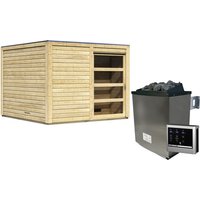 KARIBU Saunahaus »Kandau«, BxTxH: 276 x 276 x 210 cm, 9 kW Ofen mit ext. Steuerung – beige KARIBU Saunahaus »Kandau«, BxTxH: 276 x 276 x 210 cm, 9 kW Ofen mit ext. Steuerung – beige