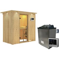 KARIBU Sauna »Pärnu«, inkl. 9 kW Saunaofen mit externer Steuerung, für 2 Personen – beige KARIBU Sauna »Pärnu«, inkl. 9 kW Saunaofen mit externer Steuerung, für 2 Personen – beige