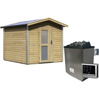 KARIBU Saunahaus »Goldingen«, BxTxH: 231 x 273 x 235 cm, 9 kW Ofen mit ext. Steuerung – braun KARIBU Saunahaus »Goldingen«, BxTxH: 231 x 273 x 235 cm, 9 kW Ofen mit ext. Steuerung – braun