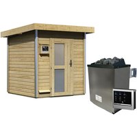 KARIBU Saunahaus »Doblen«, BxTxH: 196 x 196 x 228 cm, 9 kW Ofen mit ext. Steuerung – beige KARIBU Saunahaus »Doblen«, BxTxH: 196 x 196 x 228 cm, 9 kW Ofen mit ext. Steuerung – beige