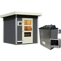 KARIBU Saunahaus »Doblen«, BxTxH: 196 x 196 x 228 cm, 9 kW Ofen mit ext. Steuerung – bunt KARIBU Saunahaus »Doblen«, BxTxH: 196 x 196 x 228 cm, 9 kW Ofen mit ext. Steuerung – bunt