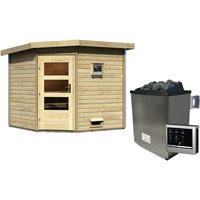 KARIBU Saunahaus »Ludsen«, BxTxH: 231 x 231 x 226 cm, 9 kW Ofen mit ext. Steuerung – beige KARIBU Saunahaus »Ludsen«, BxTxH: 231 x 231 x 226 cm, 9 kW Ofen mit ext. Steuerung – beige