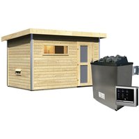 KARIBU Saunahaus »Schwanenburg 1«, BxTxH: 337 x 196 x 228 cm, 9 kW Ofen mit ext. Steuerung – beige KARIBU Saunahaus »Schwanenburg 1«, BxTxH: 337 x 196 x 228 cm, 9 kW Ofen mit ext. Steuerung – beige