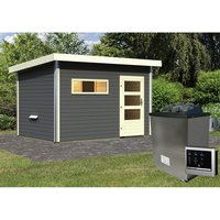 KARIBU Saunahaus »Schwanenburg 2«, BxTxH: 337 x 231 x 239 cm, 9 kW Ofen mit ext. Steuerung – grau KARIBU Saunahaus »Schwanenburg 2«, BxTxH: 337 x 231 x 239 cm, 9 kW Ofen mit ext. Steuerung – grau