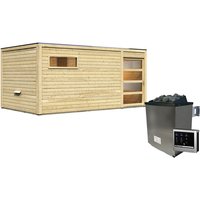 KARIBU Saunahaus »Walk«, BxTxH: 508 x 276 x 210 cm, 9 kW Ofen mit ext. Steuerung – beige KARIBU Saunahaus »Walk«, BxTxH: 508 x 276 x 210 cm, 9 kW Ofen mit ext. Steuerung – beige