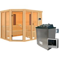 KARIBU Infrarotkabine, inkl. 9 kW Saunaofen mit externer Steuerung, für 4 Personen – braun KARIBU Infrarotkabine, inkl. 9 kW Saunaofen mit externer Steuerung, für 4 Personen – braun