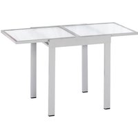 MERXX Ausziehtisch, BxHxT: 65 x 75 x 65 cm, Tischplatte: Sicherheitsglas – silberfarben MERXX Ausziehtisch, BxHxT: 65 x 75 x 65 cm, Tischplatte: Sicherheitsglas – silberfarben