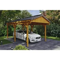 SKANHOLZ Carport »Fichtelberg«, BxT: 317 x 566 cm, Firsthöhe: 303 cm, lasiert – beige SKANHOLZ Carport »Fichtelberg«, BxT: 317 x 566 cm, Firsthöhe: 303 cm, lasiert – beige