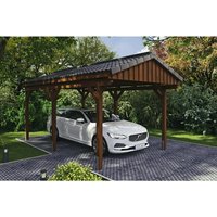 SKANHOLZ Carport »Fichtelberg«, BxT: 317 x 566 cm, Firsthöhe: 303 cm, lasiert – braun SKANHOLZ Carport »Fichtelberg«, BxT: 317 x 566 cm, Firsthöhe: 303 cm, lasiert – braun