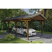 SKANHOLZ Carport »Fichtelberg«, BxT: 317 x 808 cm, Firsthöhe: 303 cm, lasiert – braun SKANHOLZ Carport »Fichtelberg«, BxT: 317 x 808 cm, Firsthöhe: 303 cm, lasiert – braun