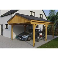 SKANHOLZ Carport »Fichtelberg«, BxT: 423 x 566 cm, Firsthöhe: 326 cm, lasiert – beige SKANHOLZ Carport »Fichtelberg«, BxT: 423 x 566 cm, Firsthöhe: 326 cm, lasiert – beige