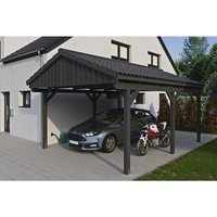 SKANHOLZ Carport »Fichtelberg«, BxT: 423 x 566 cm, Firsthöhe: 326 cm, lasiert – grau SKANHOLZ Carport »Fichtelberg«, BxT: 423 x 566 cm, Firsthöhe: 326 cm, lasiert – grau