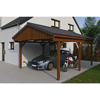 SKANHOLZ Carport »Fichtelberg«, BxT: 423 x 566 cm, Firsthöhe: 326 cm, lasiert – braun SKANHOLZ Carport »Fichtelberg«, BxT: 423 x 566 cm, Firsthöhe: 326 cm, lasiert – braun