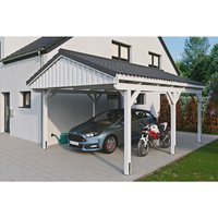 SKANHOLZ Carport »Fichtelberg«, BxT: 423 x 566 cm, Firsthöhe: 326 cm, lasiert – weiss SKANHOLZ Carport »Fichtelberg«, BxT: 423 x 566 cm, Firsthöhe: 326 cm, lasiert – weiss