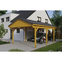 SKANHOLZ Carport »Fichtelberg«, BxT: 423 x 808 cm, Firsthöhe: 326 cm, lasiert – beige SKANHOLZ Carport »Fichtelberg«, BxT: 423 x 808 cm, Firsthöhe: 326 cm, lasiert – beige
