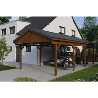 SKANHOLZ Carport »Fichtelberg«, BxT: 423 x 808 cm, Firsthöhe: 326 cm, lasiert – braun SKANHOLZ Carport »Fichtelberg«, BxT: 423 x 808 cm, Firsthöhe: 326 cm, lasiert – braun